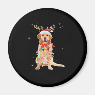Funny Golden Retriever Christmas Tree Santa Reinde Magnet