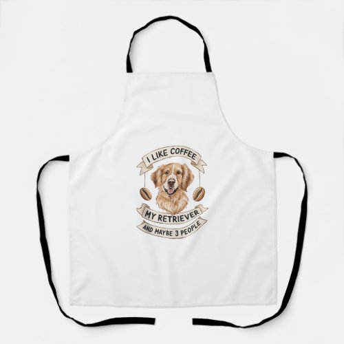 Funny Golden Retriever Coffee Dog Lover Design  Apron