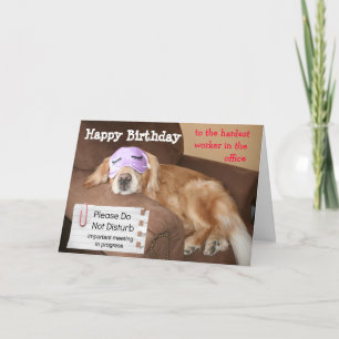 Funny Golden Retriever CoWorker Office Birthday Card