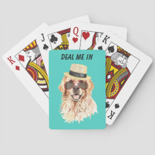 Funny Golden Retriever Deal Me In Poker Cards