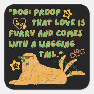 Funny Golden Retriever Dog, Dog Lover,  Square Sticker