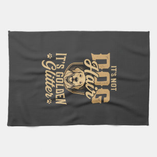Funny Golden Retriever Dog Hair Glitter Kitchen Towel