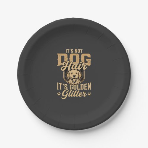 Funny Golden Retriever Dog Hair Glitter Paper Plates