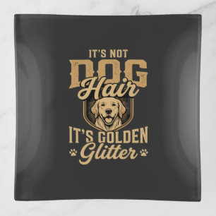 Funny Golden Retriever Dog Hair Glitter Trinket Tray