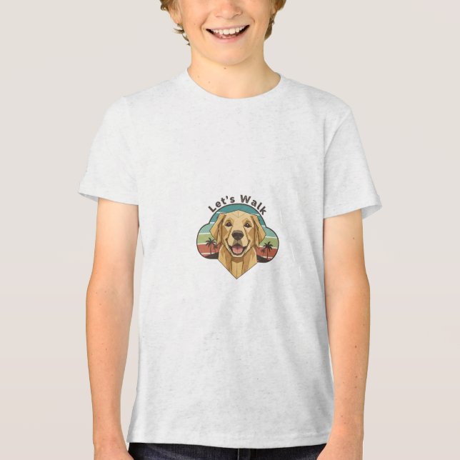 Funny Golden Retriever Dog with a smile Tri-Blend Shirt (Front)