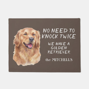 Funny Golden Retriever Don't Knock Twice Doormat