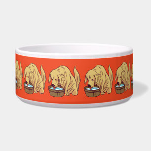 Funny Golden Retriever Drinking Water Bowl