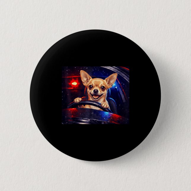 Funny golden retriever driving meme dog driving aF Button (Front)
