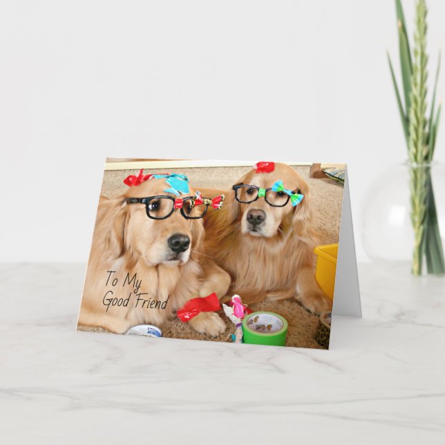Funny Golden Retriever Friendship Card (Front)
