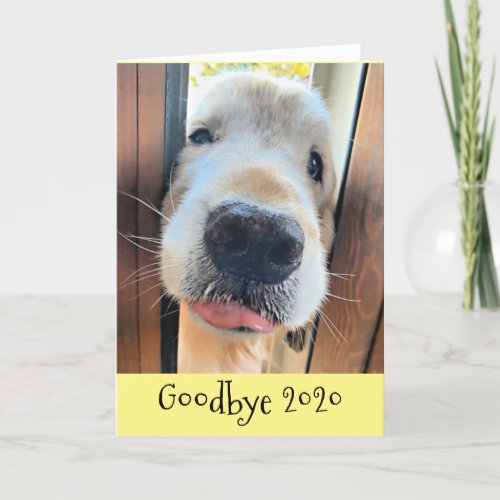 Funny Golden Retriever Goodbye 2020 New Years Holiday Card