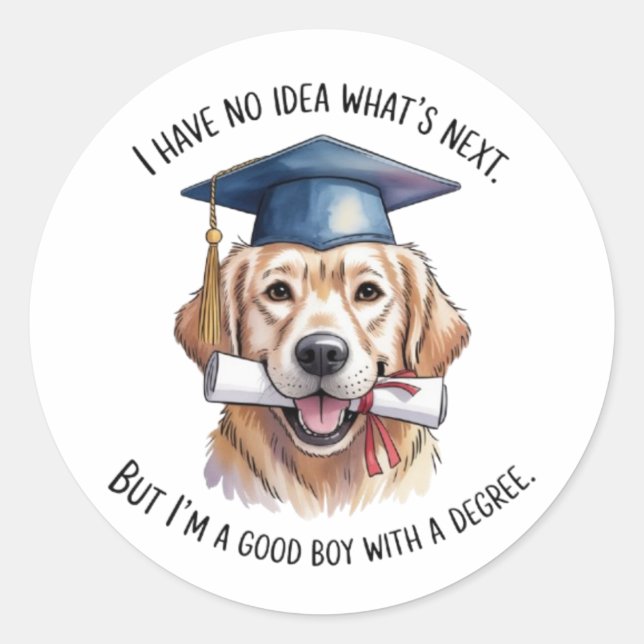 Funny Golden Retriever Graduation Sticker - Good B (Front)