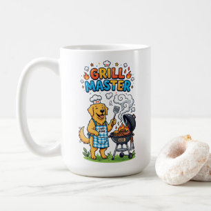 Funny Golden Retriever Grill Master BBQ Graphic Coffee Mug