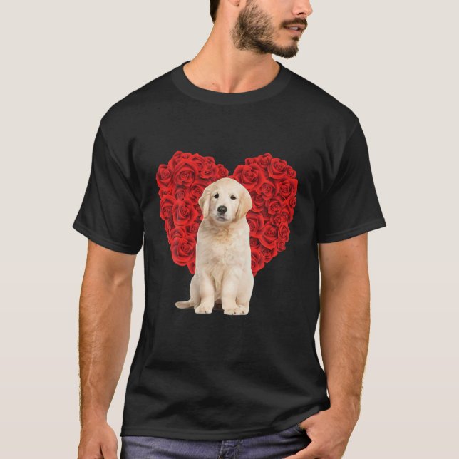 Funny Golden Retriever Heart Valentines Day Dog Da T-Shirt (Front)