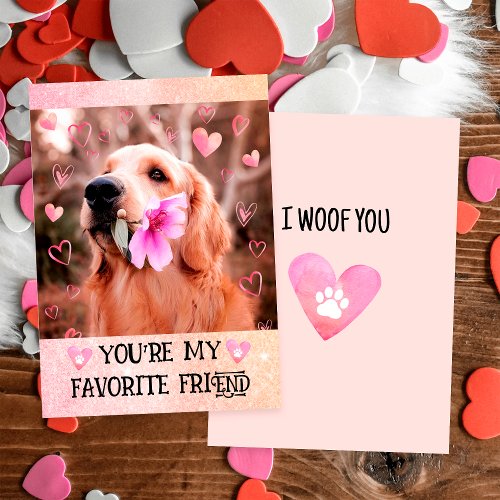 Funny Golden Retriever I Woof You Valentines Day  Holiday Card