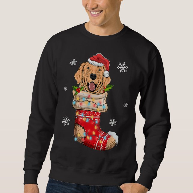 Funny Golden Retriever In Socks Christmas Dog Xmas Sweatshirt (Front)