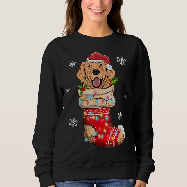 Funny Golden Retriever In Socks Christmas Dog Xmas Sweatshirt (Front)