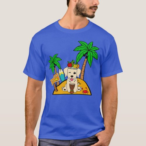 Funny golden retriever is on a deserted island T_Shirt
