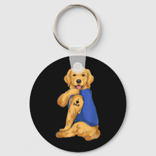 Funny Golden Retriever Love Dad Paw Tattoo Fathers Keychain