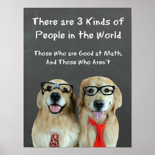 Funny Golden Retriever Math Joke Classroom Poster