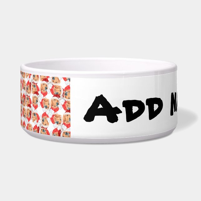 Funny Golden Retriever Name Face Christmas Pattern Bowl (Front)