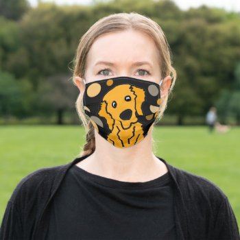 Funny Golden Retriever Puppy Dog Art Adult Cloth Face Mask by inspirationrocks at Zazzle