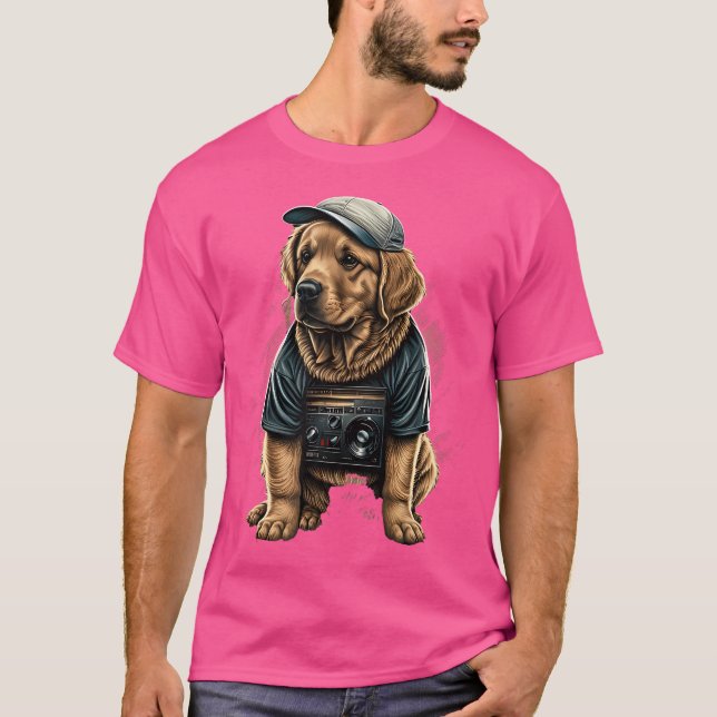 Funny Golden Retriever Rap Hip-Hop Rb T-Shirt (Front)