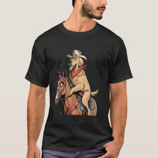 Funny Golden Retriever Riding a Horse Golden Mom D T-Shirt