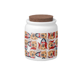 Funny Golden Retriever Santa Hat Christmas Pattern Candy Jar