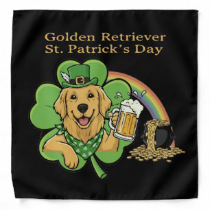 Funny Golden Retriever St. Patrick's Day Leprechau Bandana