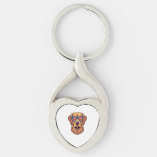 Funny Golden Retriever - USA Dog Lover Graphic Art Keychain