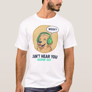 Funny Golden Retriever With Headphones  T-Shirt