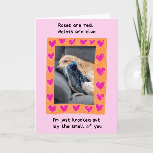 Funny Golden Retriever with Shoe Valentines Card