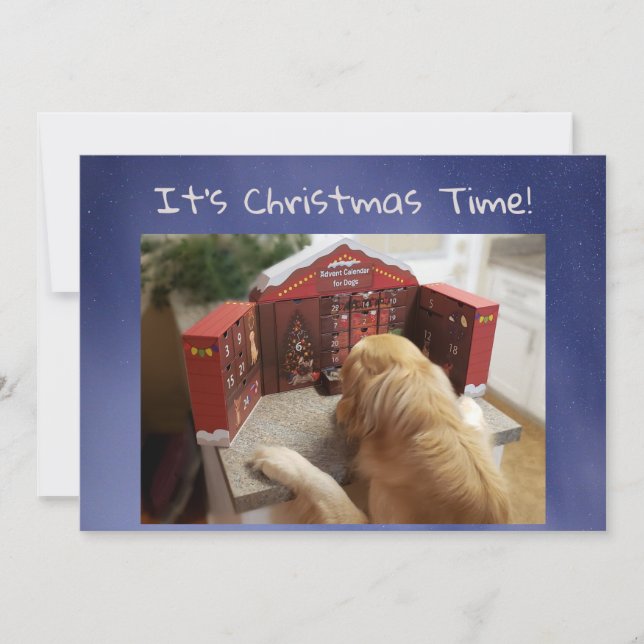 Funny Golden Retriever with Treats Christmas Holiday Card (Front)