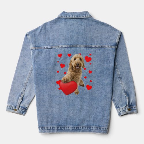 Funny Goldendoodle Dog Hearts Happy Valentines Day Denim Jacket