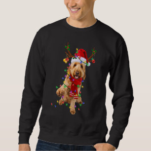 Funny Goldendoodle Dog Tree Christmas Lights Pajam Sweatshirt