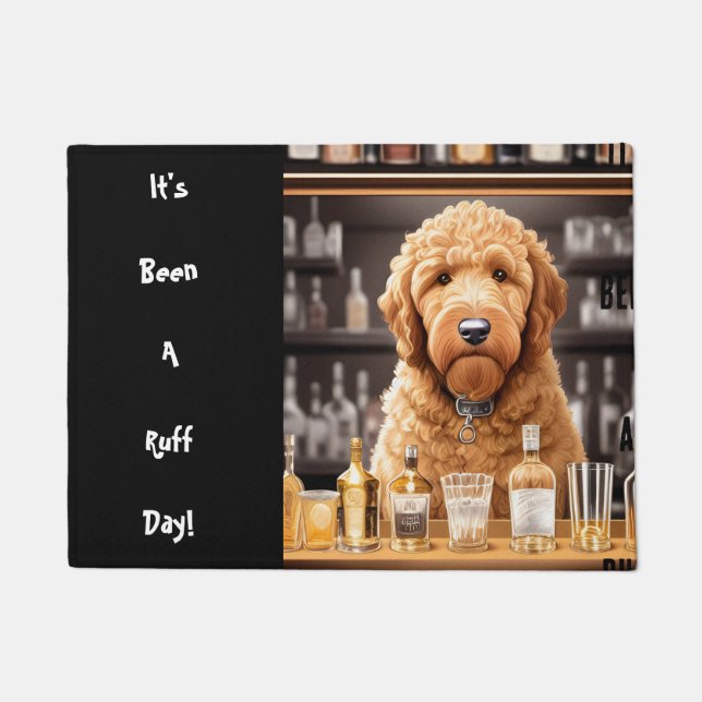 Funny Goldendoodle Doodle Dog Brown and Black Doormat (Front)