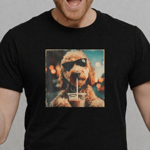 Funny Goldendoodle Iced Coffee Dog Sunglasses T-Shirt