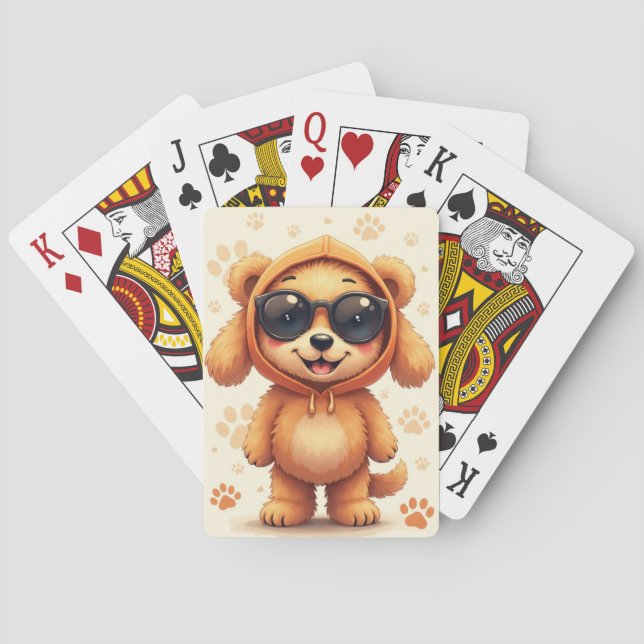Funny Goldendoodle Kawaii Dog Poker Cards (Back)