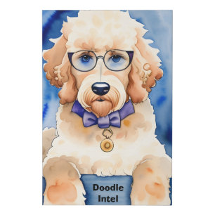 Funny Goldendoodle Smart Cure Blue White Faux Canvas Print