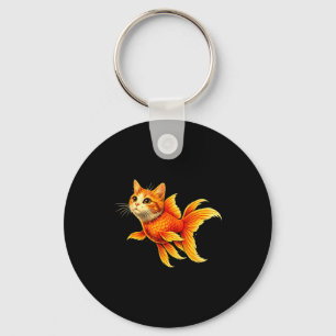Funny goldfish cat hybrid cute animal meme keychain