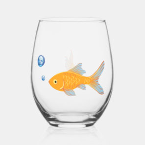 Funny Goldfish Gifts Custom Novelty Stemless Wine Glass