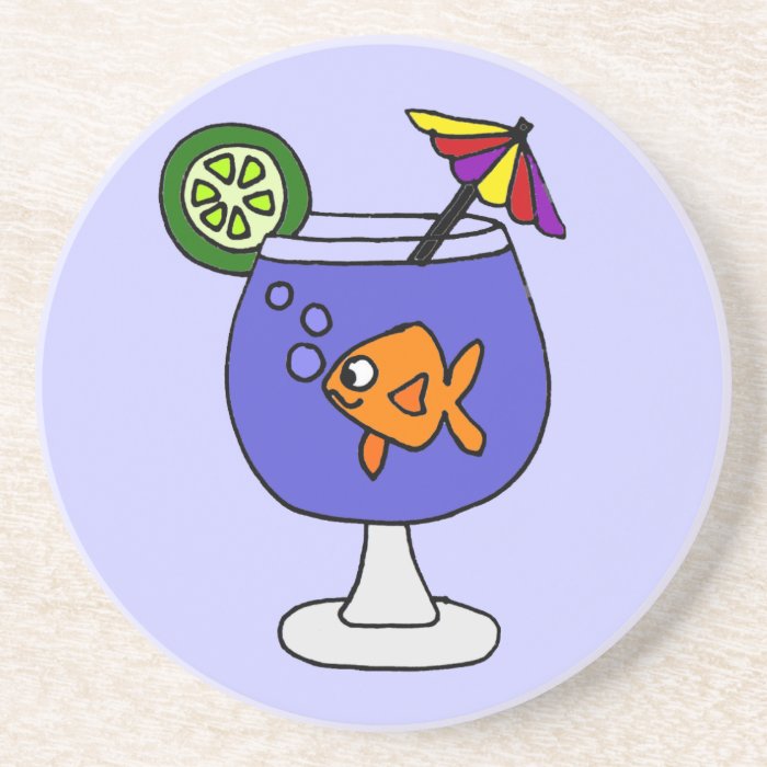 Funny Goldfish in Daiquiri Glass Coaster