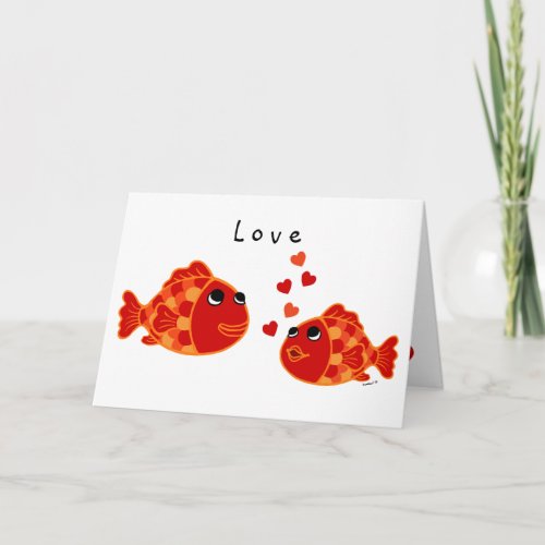 Funny Goldfish Love Cartoon Holiday Card