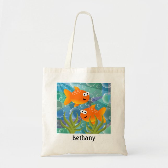 Funny Goldfish Personalized Tote Bag (Front)
