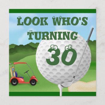 Funny Golf  30th Birthday Invitations Template by PersonalCustom at Zazzle
