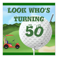 Funny Golf 50th Birthday Invitations TEMPLATE