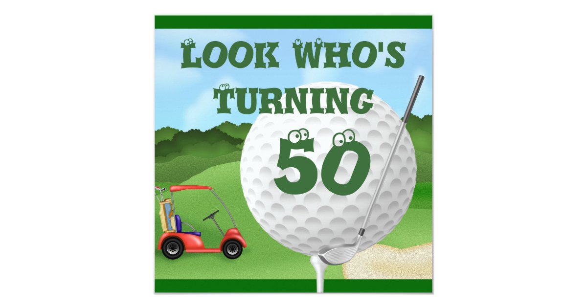 Funny Golf 50th Birthday Invitations TEMPLATE | Zazzle.com