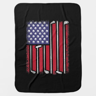 Funny Golf American Flag Golf Player Vintage Golfe Baby Blanket