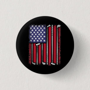 Funny Golf American Flag Golf Player Vintage Golfe Button