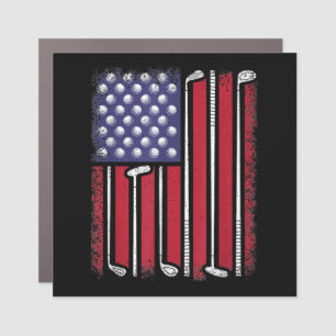 Funny Golf American Flag Golf Player Vintage Golfe Car Magnet